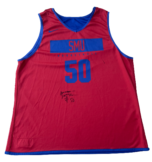 Marcus Weathers SMU Basketball SIGNED Exclusive Reversible Practice Jersey (Size XL)