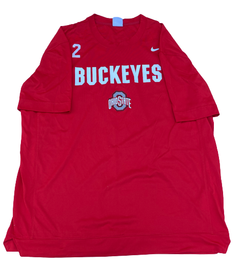 Cedric Russell Ohio State Basketball Team Exclusive Pre-Game Shooting Shirt with Number (Size L)