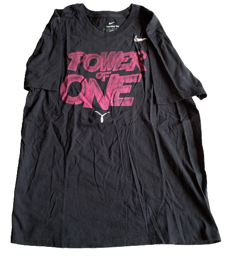 Sam Thomas Arizona Basketball Team Issued Breast Cancer Awareness "POWER OF ONE" T-Shirt (Size M)