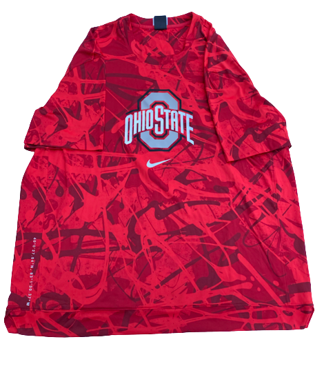 Kyle Young Ohio State Basketball Player Exclusive Pre-Game Warm-Up Shirt with Number on Back (Size XL)
