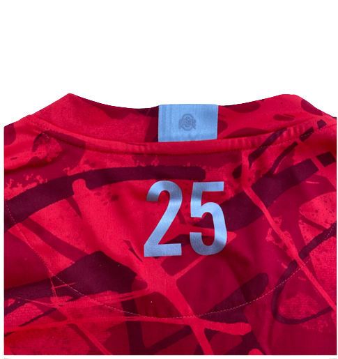Kyle Young Ohio State Basketball Player Exclusive Pre-Game Warm-Up Shirt with Number on Back (Size XLT)