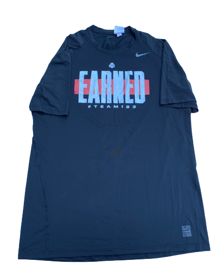 Kyle Young Ohio State Basketball Team Exclusive "EARNED TEAM 123" Workout Shirt (Size XLT)