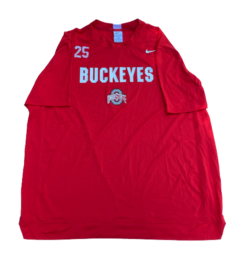 Kyle Young Ohio State Basketball Player Exclusive Pre-Game Warm-Up Shirt with Number (Size XLT)