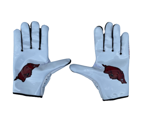 T.J. Hammonds Arkansas Football Player Exclusive Gloves (Size 2XL)