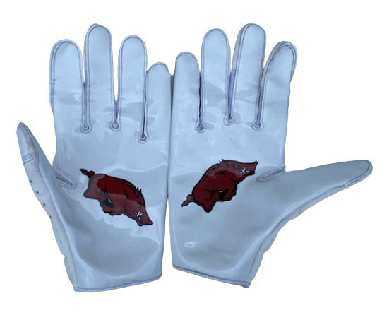 T.J. Hammonds Arkansas Football Player Exclusive Gloves (Size 2XL)