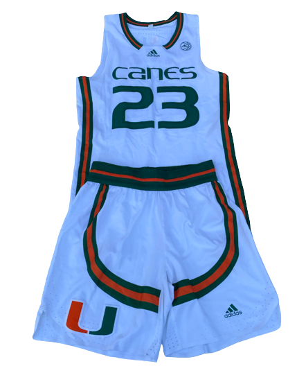 Kameron McGusty Miami Basketball Game Worn Uniform Set - Jersey & Shorts (Size M)