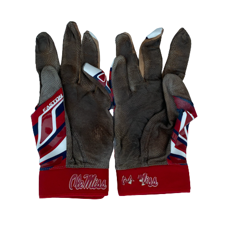Hayden Leatherwood Ole Miss Baseball Team Exclusive Batting Gloves (Size 2XL)