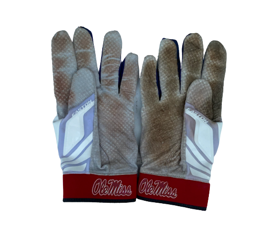 Hayden Leatherwood Ole Miss Baseball Team Exclusive Batting Gloves (Size XL)