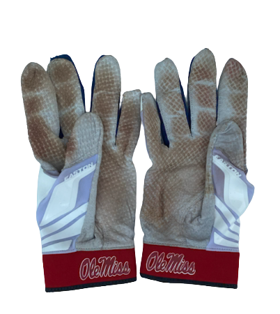 Hayden Leatherwood Ole Miss Baseball Team Exclusive Batting Gloves (Size XL)