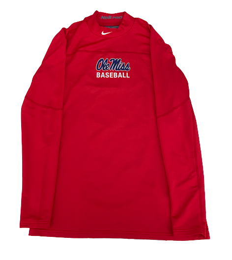 Hayden Leatherwood Ole Miss Baseball Team Issued Nike Pro Thermal Long Sleeve Workout Shirt (Size M)
