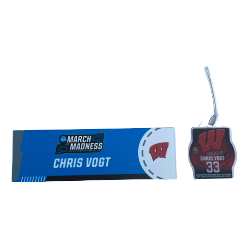 Chris Vogt Wisconsin Basketball March Madness Locker Room Name Plate / Travel Tag / 2 Towels