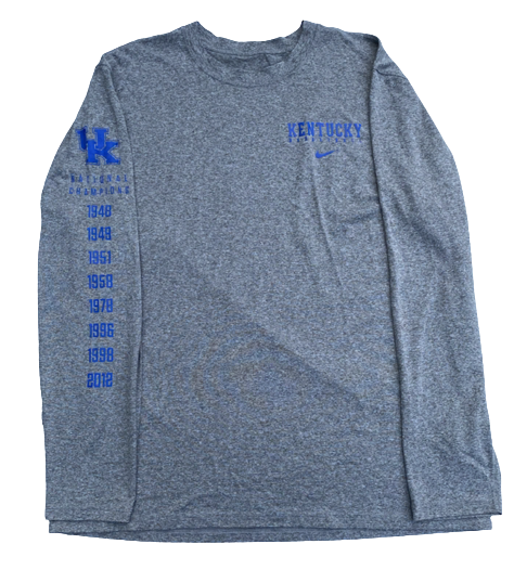 Johnny Juzang Kentucky Basketball Team Issued Long Sleeve Workout Shirt (Size XL)