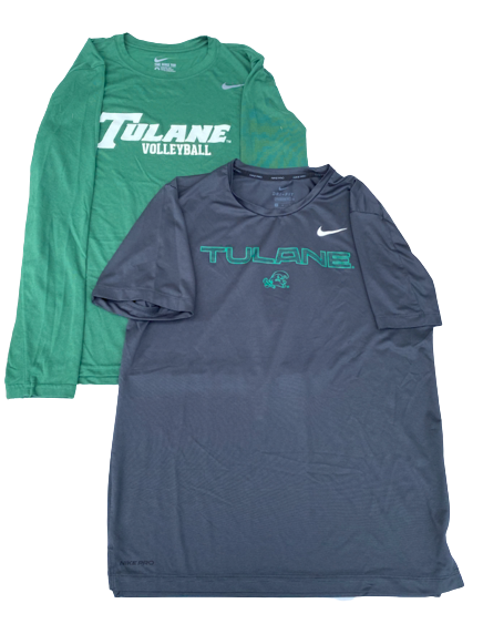 Danyelle Williams Tulane Volleyball Team Issued Set of (2) Workout Shirts (Size M)