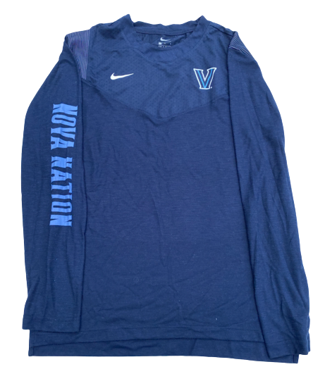 Villanova Basketball Team Issued "NOVA NATION" Long Sleeve Workout Shirt (Size L)