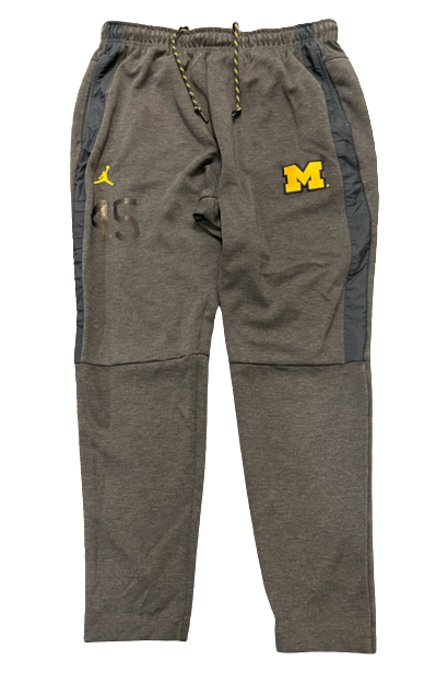 Adam Shibley Michigan Football Team Exclusive Travel Sweatpants with Number on Leg (Size L)