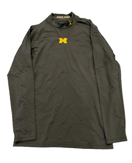 Adam Shibley Michigan Football Team Exclusive Jordan Long Sleeve Nike Pro Compression Shirt (Size L)