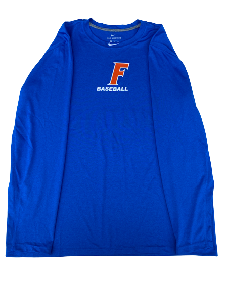 Garrett Milchin Florida Baseball Team Issued Long Sleeve Workout Shirt with Number on Back (Size XL)