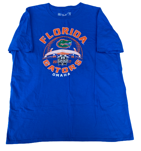 Garrett Milchin Florida Baseball Team Issued 2017 Omaha College World Series T-Shirt (Size L)