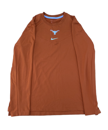 Jase Febres Texas Basketball Team Issued Waffle Style Long Sleeve Pullover (Size L)