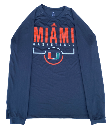 Nysier Brooks Miami Basketball Team Issued Long Sleeve Workout Shirt (Size XLT)