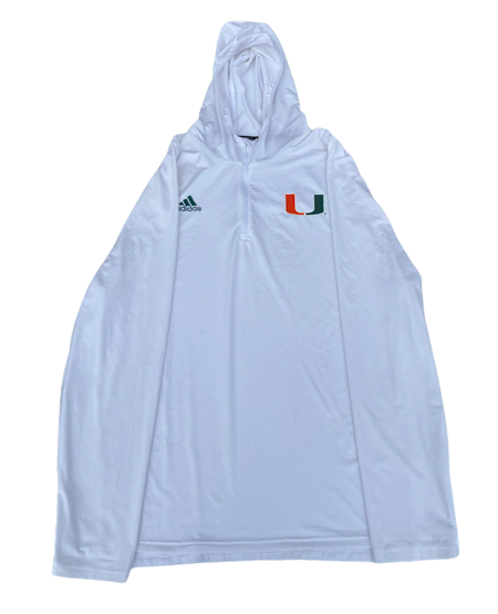 Nysier Brooks Miami Basketball Team Issued Quarter-Zip Performance Hoodie (Size 2XL)