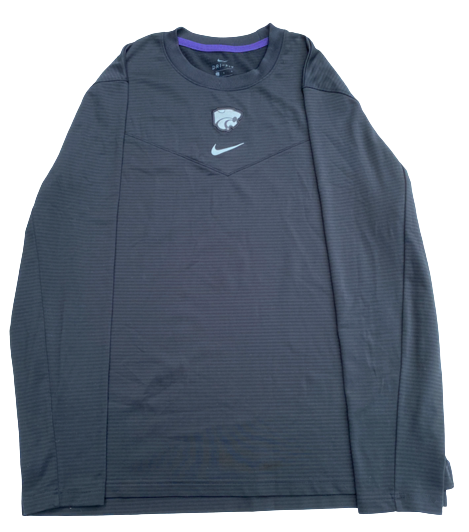 Mike McGuirl Kansas State Basketball Team Issued Long Sleeve Waffle Crewneck Pullover (Size L)