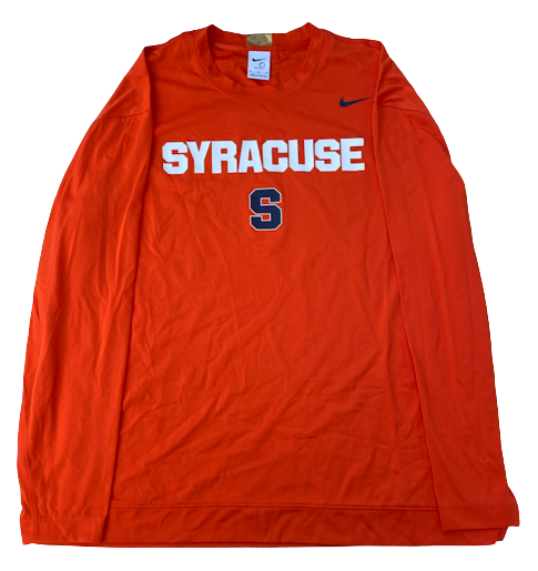 Jimmy Boeheim Syracuse Basketball Team Exclusive Long Sleeve Pre-Game Warm-Up Shirt with Gold Patch (Size XL)