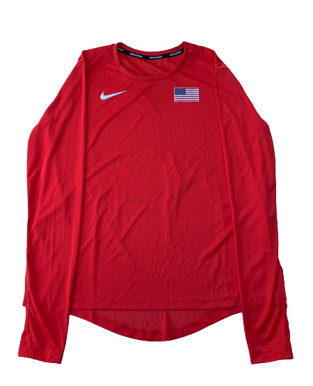 Kendall Ellis USA Track & Field Team Issued Long Sleeve Workout Shirt (Size Women&
