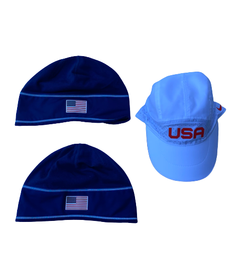 Kendall Ellis USA Track & Field Team Issued Set of (3) Hats