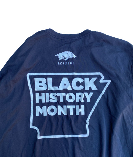 Emeka Obukwelu Arkansas Basketball Exclusive Black History Month Long Sleeve Pre-Game Shirt (Size XL)
