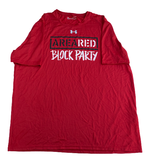 Nate Reuvers Wisconsin Basketball Team Issued "Area Red Block Party" Workout Shirt (Size XL)