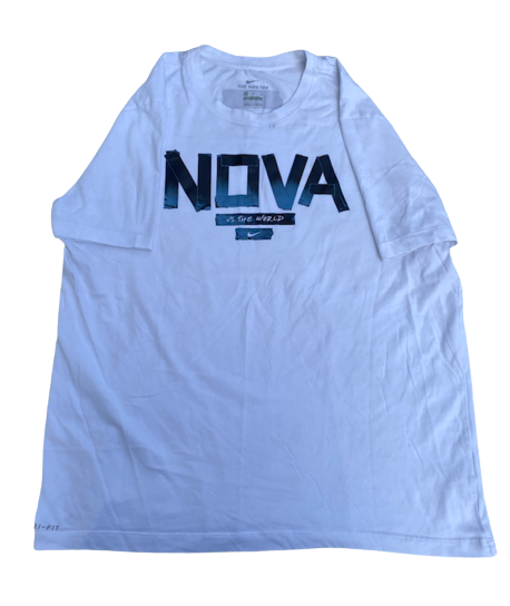 Cole Swider Villanova Basketball Team Issued "NOVA VS. THE WORLD" Workout Shirt (Size XL)