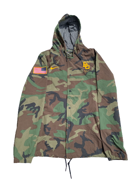 Avery Skinner Baylor Volleyball Team Exclusive Camo Jacket with Sewn On American Flag (Size L)