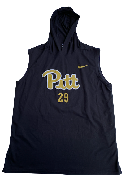 Hunter Sellers Pittsburgh Football Team Exclusive Pre-Game Warm-Up Sleeveless Performance Hoodie with Number (Size M)