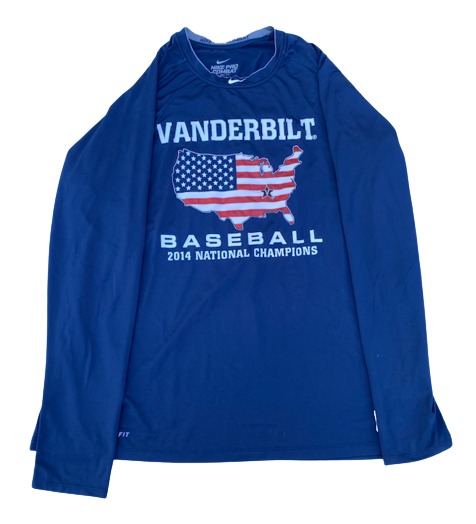 Matt McGarry Vanderbilt Baseball Team Exclusive "2014 National Champions" Long Sleeve Workout Shirt (Size 2XL)