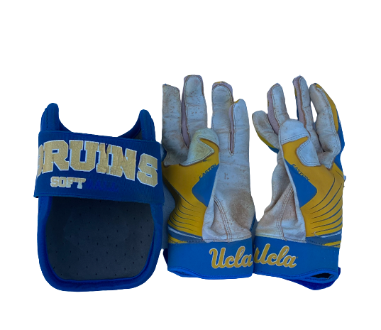 Delanie Wisz UCLA Softball GAME WORN Batting Gloves and EvoShield