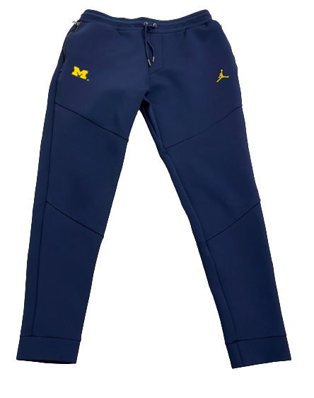 Will Hart Michigan Football Team Exclusive Premium Travel Sweatpants with Metal Zippers (Size L)