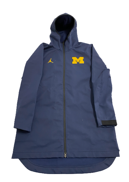 Colin Castleton Michigan Basketball Player-Exclusive Long Trench Jacket with "MICHIGAN" on Back (Size XLT)