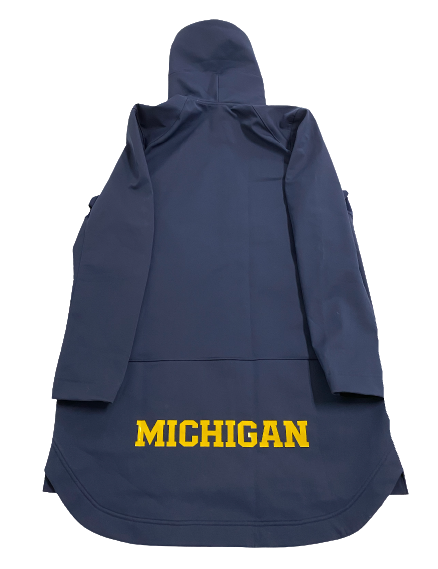 Colin Castleton Michigan Basketball Player-Exclusive Long Trench Jacket with "MICHIGAN" on Back (Size XLT)