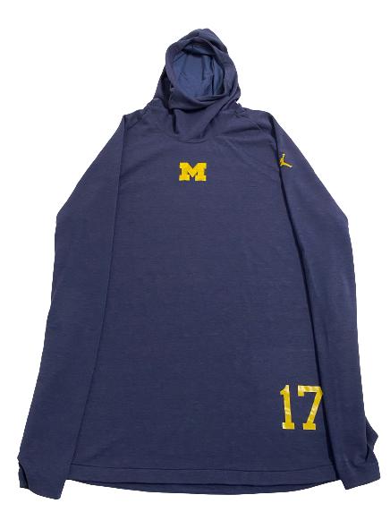 Will Hart Michigan Football Team Exclusive Pre-Game Warm-Up Hoodie with Number (Size XL)