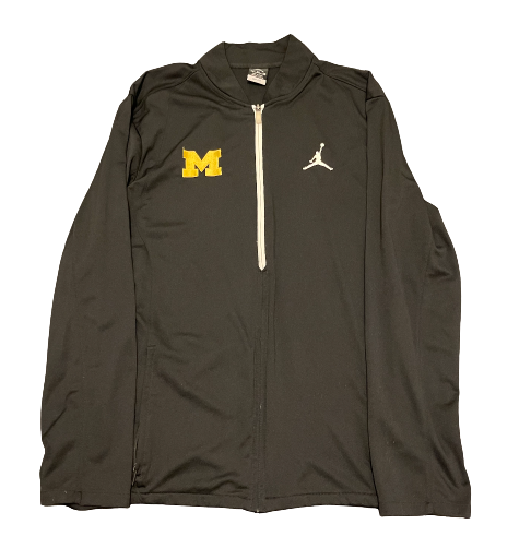 Michigan Basketball Player Exclusive Black Jordan Full-Zip Travel Jacket (Size XL)