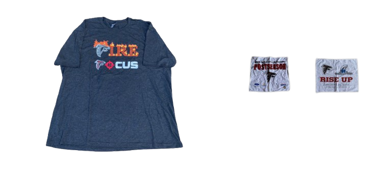 Alex Mack Atlanta Falcons "FIRE FOCUS" T-Shirt (Size 3XL) & 2 Post Season Towels
