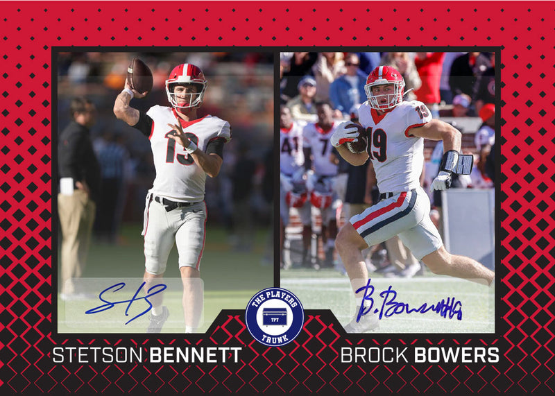 Stetson Bennett & Brock Bowers Dual SIGNED 1st Edition 2022 Trading Card *RARE* Color Match (
