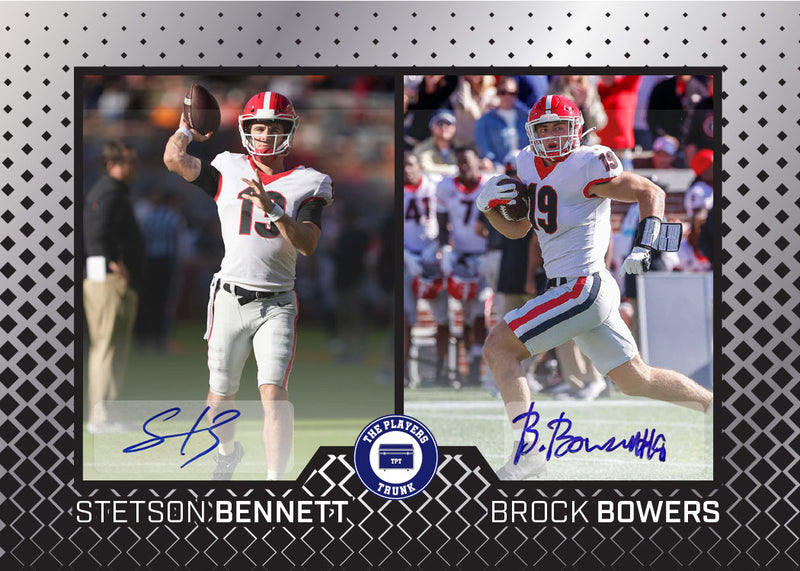 Stetson Bennett & Brock Bowers Dual SIGNED Limited Silver Variation 1st Edition 2022 Trading Card (