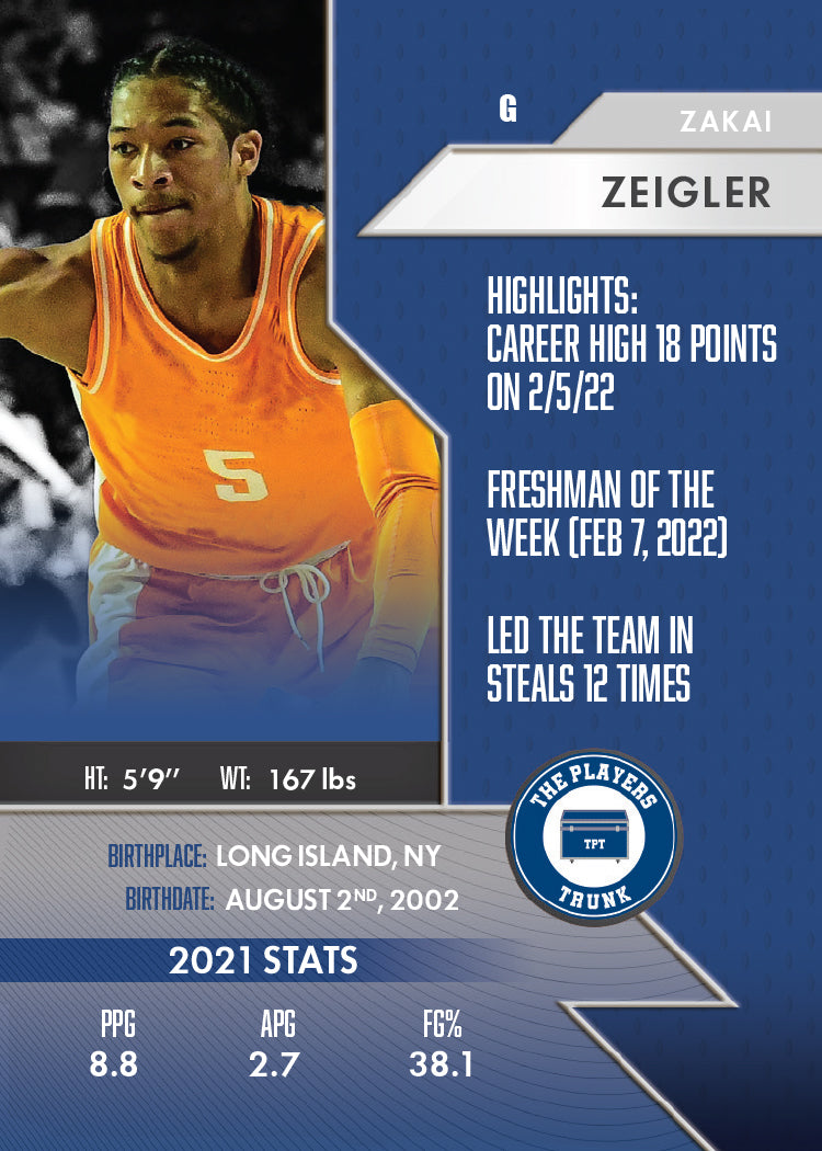 Zakai Zeigler SIGNED Limited Silver Variation 1st Edition 2022 Trading Card (