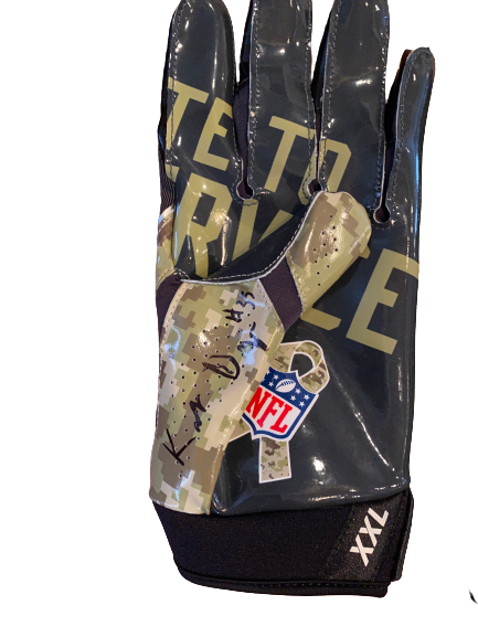 Kyle Dugger New England Patriots SIGNED "Salute To Service" Gloves