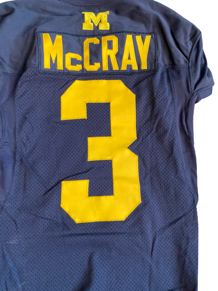 Mike McCray Michigan Football Team Issued Official Game Jersey