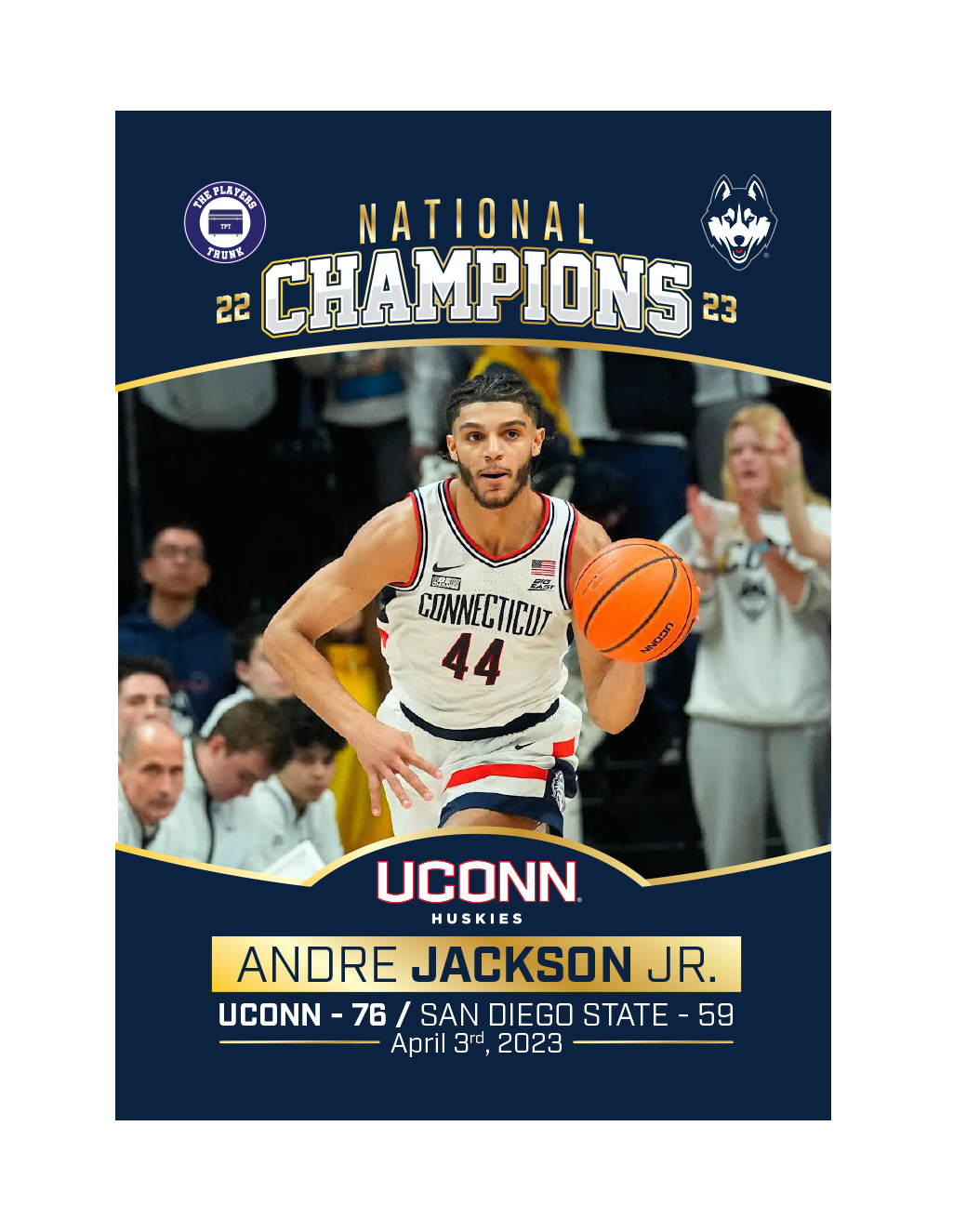 UCONN Men's Basketball "NATIONAL CHAMPIONS" Commemorative Trading Card