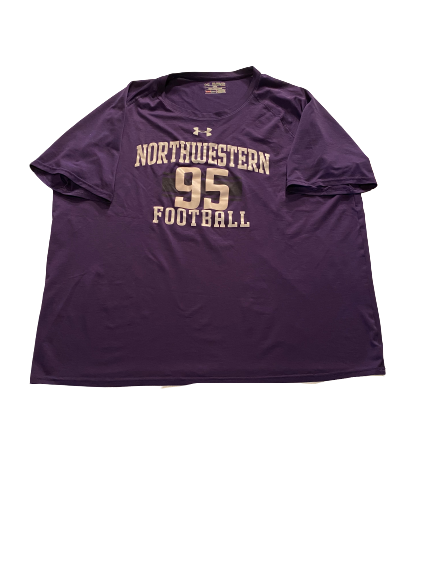 Alex Miller Northwestern Football Workout Shirt with Number (Size XXL)