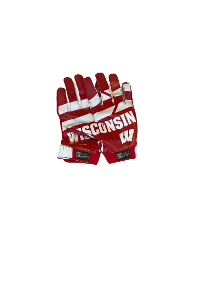 Rachad Wildgoose Wisconsin Football Game Worn Player Exclusive Gloves (Size XL)